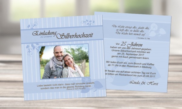 Einladungen Zur Silberhochzeit Die Liebe Briefumschlage Gratis Kartenveredelung Premium Kartenpapier 300 G M Gratis Format Quadrat 12 5 X 12 5 Cm Gratis Gestaltungsservice Gratis